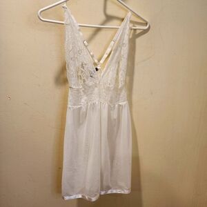 Avidlove Women's White Lace Mesh babydoll lengerie size M